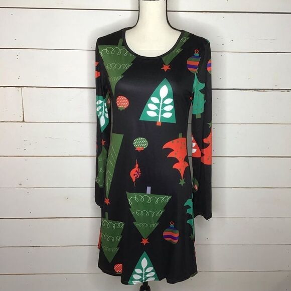 New Christmas Tree Dress Long Sleeve Tunic - Picture 1 of 7